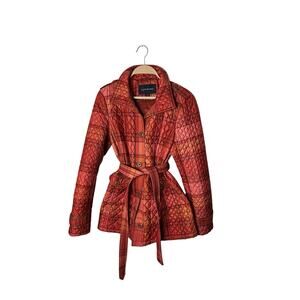 Lands End Womens Red Plaid Quilted Primaloft Lightweight Jacket Coat Size S‎ 6-8